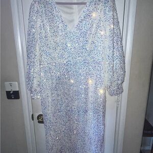 Elegant Sequin White Prom Dress